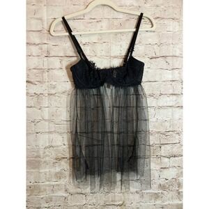 Victoria's‎ Secret Nightie Lingerie Women Small Black Lace & Mesh Sexy Feminine